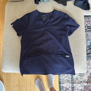 Figs Deep Blue Scrub Top